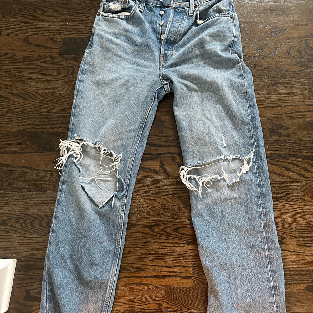 Re/Done Light Blue Distressed Boyfriend Jeans